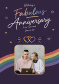 Load image into Gallery viewer, Rainbow Pride Hearts Son and Son-in-Law Photo Upload Anniversary Card

