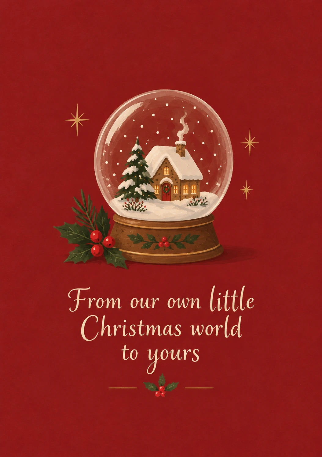 Snow Globe Cottage From Our World Christmas Card for Friend