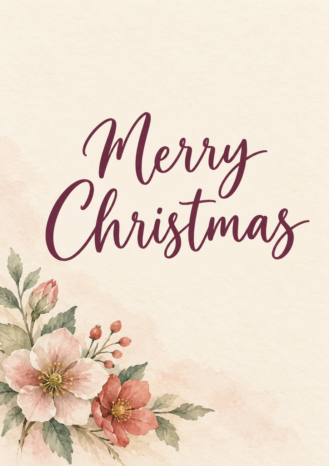 Heartfelt Watercolour Floral Christmas Card for Cousin