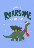 Load image into Gallery viewer, Funny Dinosaur Santa Christmas Card for Kids
