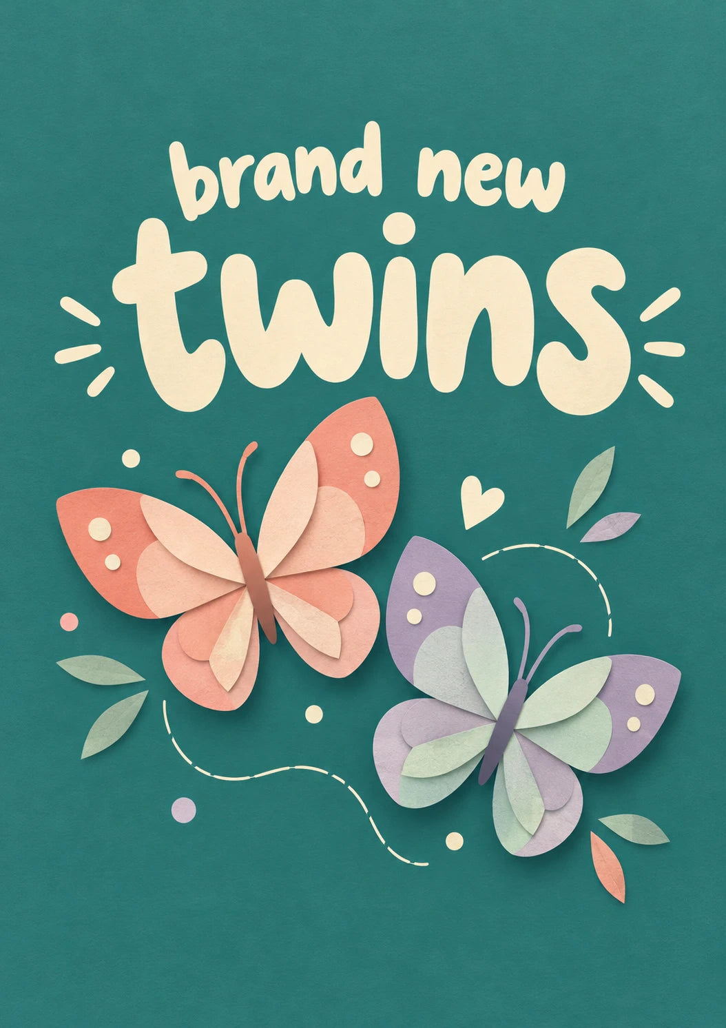Cute Butterfly Twins New Baby Card for Cousin