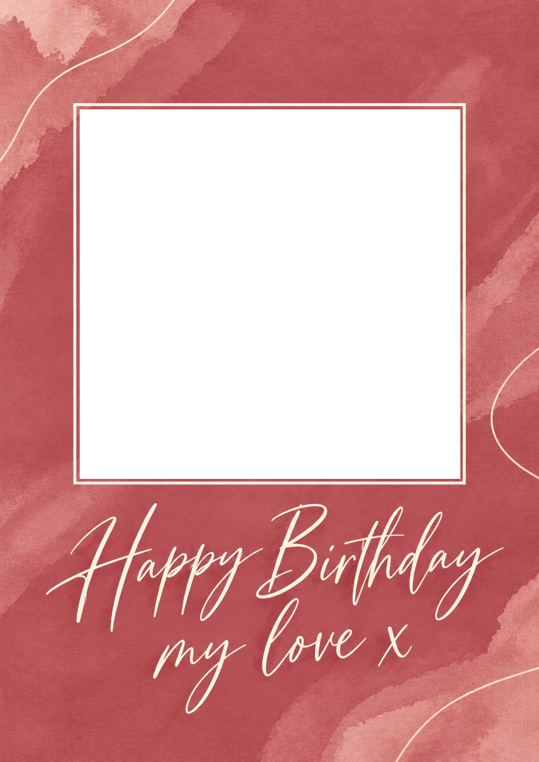 Rose Gold Watercolour Photo Upload Birthday Card for Her