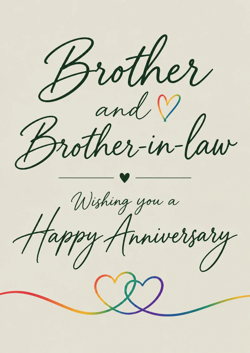 Rainbow Hearts Brother and Brother-in-Law Anniversary Card