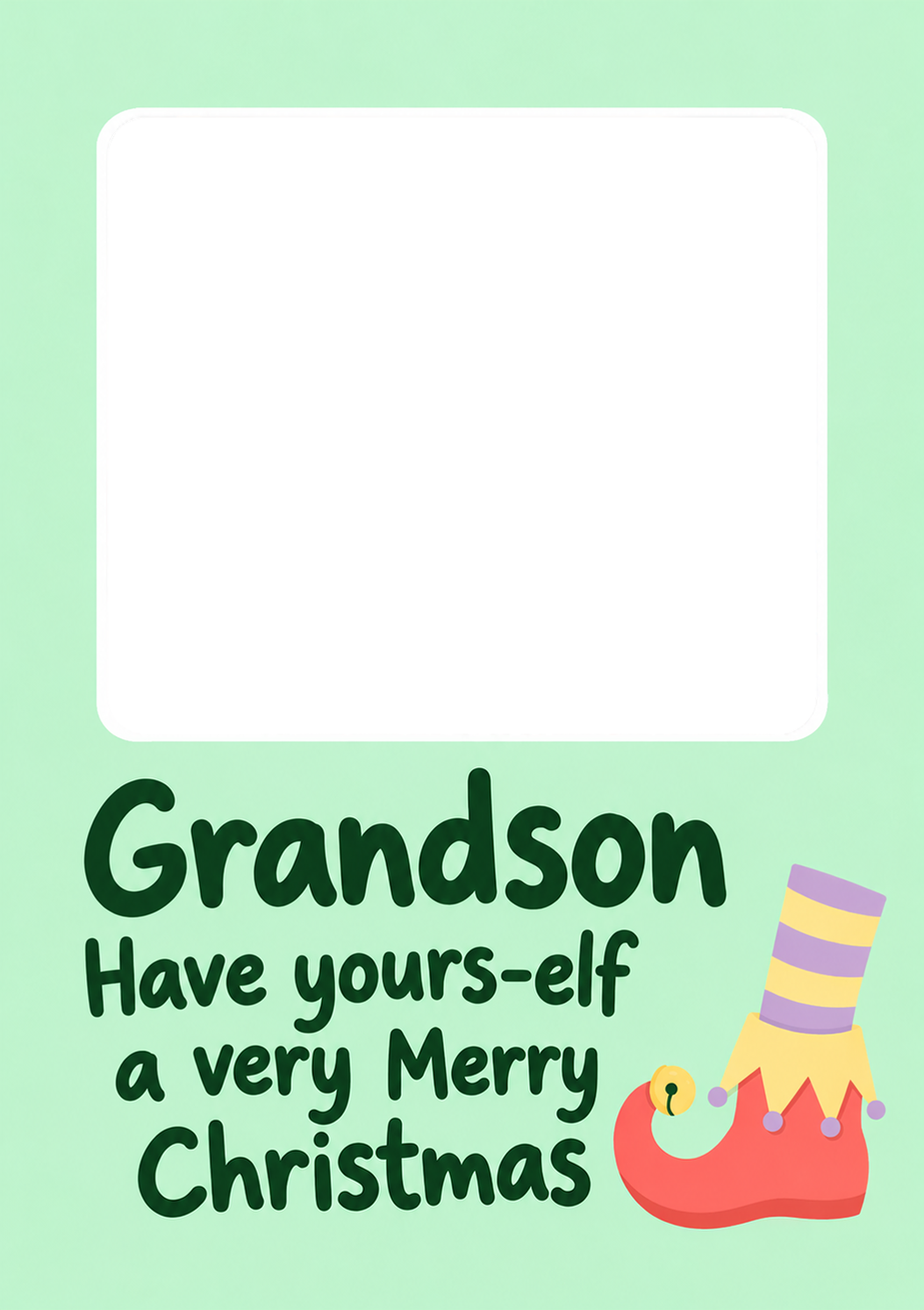 Funny Have Yours-Elf Merry Photo Upload Christmas Card for Grandson