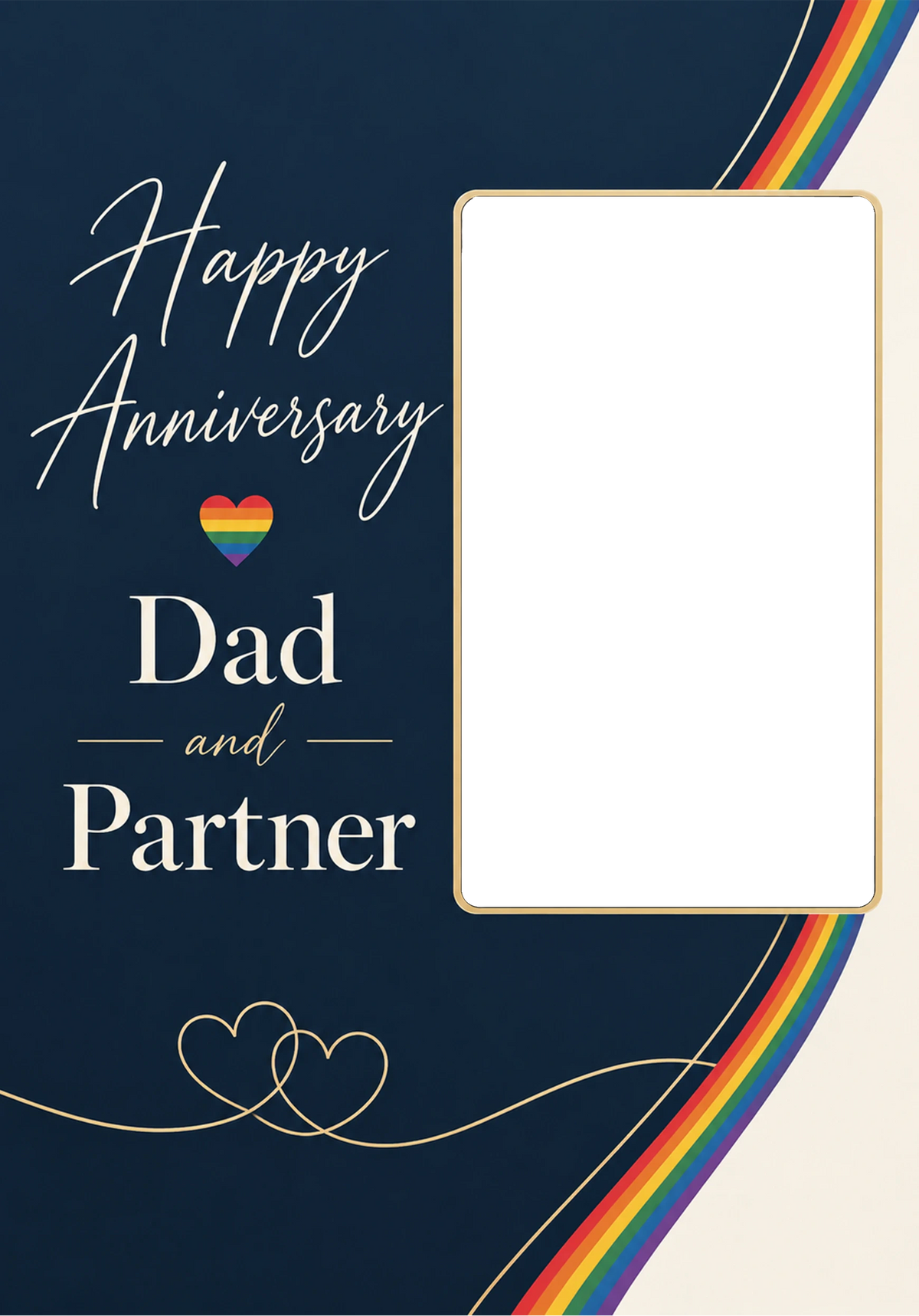 Rainbow Heart Dad and Partner Photo Upload Anniversary Card for Him