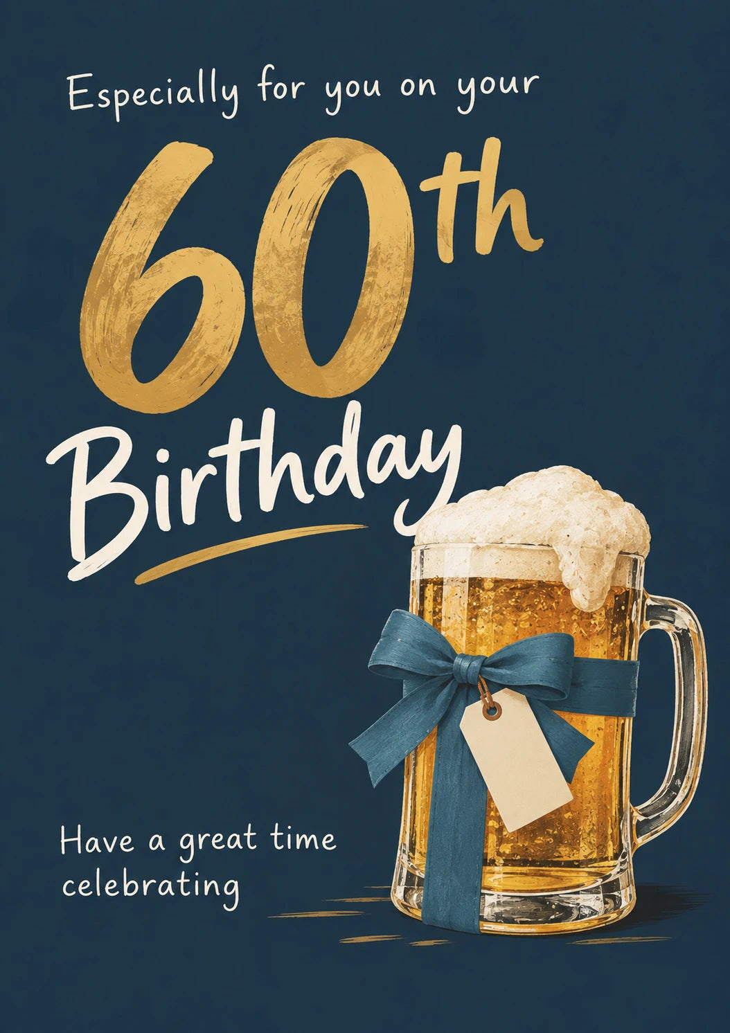 Beer Mug with Bow 60th Birthday Card for Him