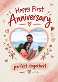 Load image into Gallery viewer, Sweet Heart Floral Photo Upload First Anniversary Card for Son and Partner
