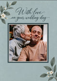 Load image into Gallery viewer, With Love Blue Floral Photo Upload Wedding Card
