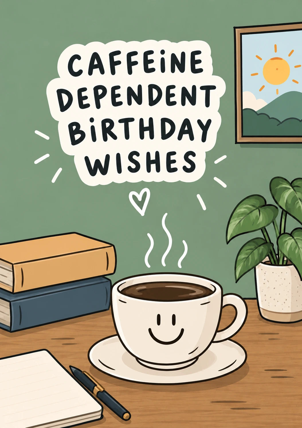 Funny Caffeine Dependent Coffee Cup Birthday Card