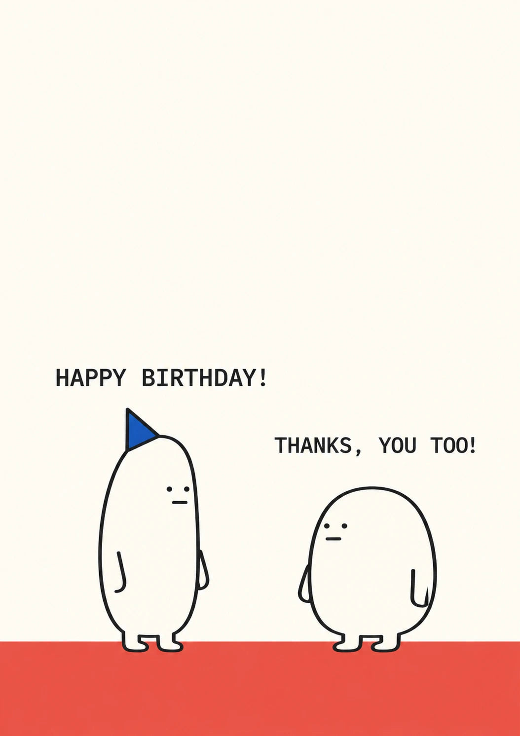 Funny Thanks You Too Awkward Characters Birthday Card