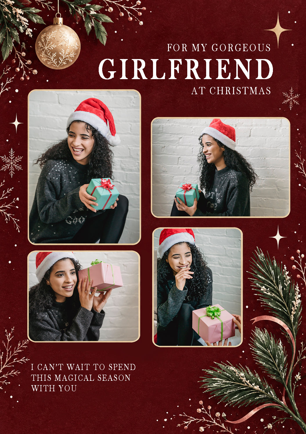 Gorgeous Girlfriend Festive Photo Upload Christmas Card for Her