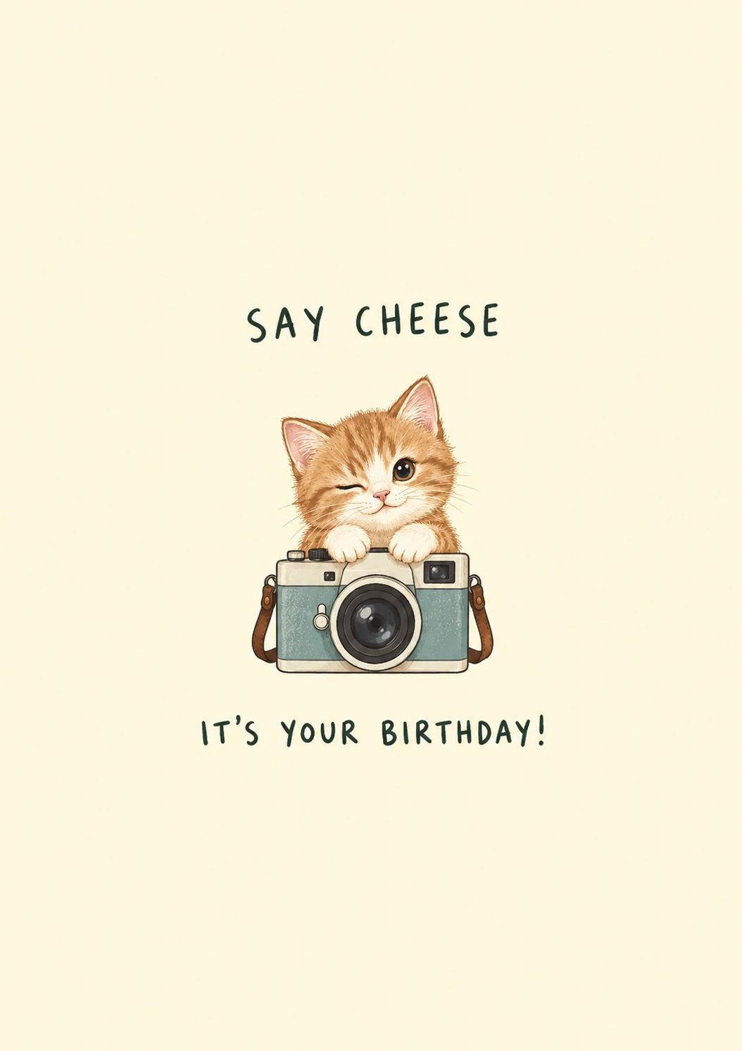 Funny Say Cheese Winking Cat Birthday Card for Her