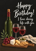 Load image into Gallery viewer, Wine and Cheese Board Happy Birthday Card for Him
