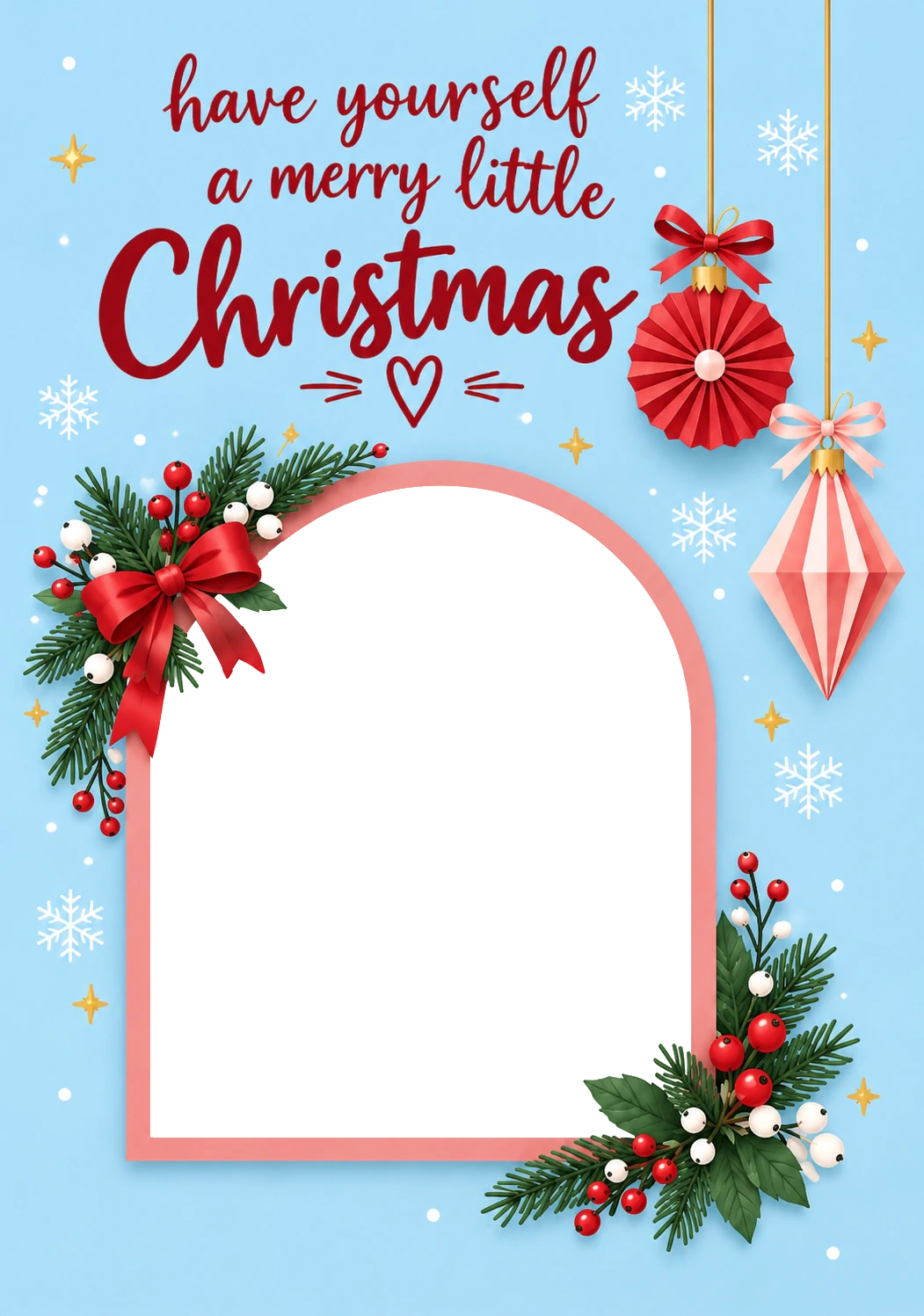 Merry Little Christmas Holly Photo Upload Christmas Card for Niece