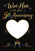 Load image into Gallery viewer, Rainbow Hearts Woo Hoo 5th Photo Upload Anniversary Card

