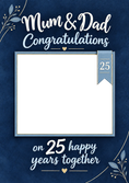Load image into Gallery viewer, Navy Blue Mum & Dad 25th Anniversary Photo Upload Card
