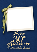 Load image into Gallery viewer, Navy Blue Pearl Bow Photo Upload 30th Anniversary Card for Him
