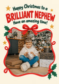 Load image into Gallery viewer, Brilliant Nephew Ribbon Bow Photo Upload Christmas Card for Him
