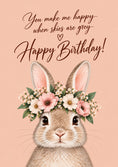 Load image into Gallery viewer, Cute Floral Bunny Heartfelt From the Heart 50th Birthday Card for Her

