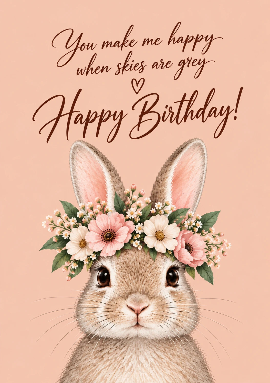 Cute Floral Bunny Heartfelt From the Heart 50th Birthday Card for Her