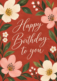 Load image into Gallery viewer, Red Floral Illustrated 50th Birthday Card for Her
