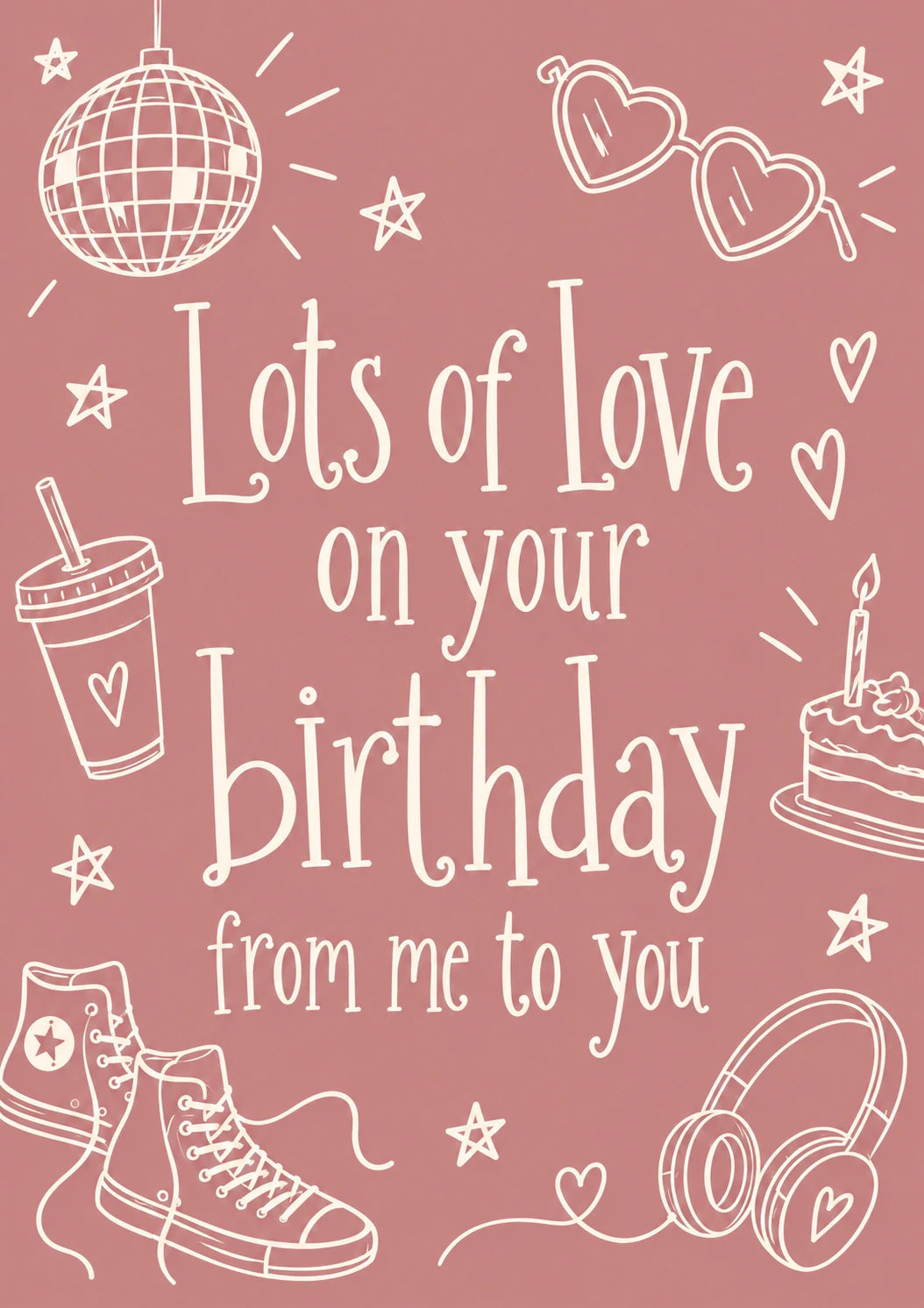 Lots of Love Illustrated Icons 21st Birthday Card for Her