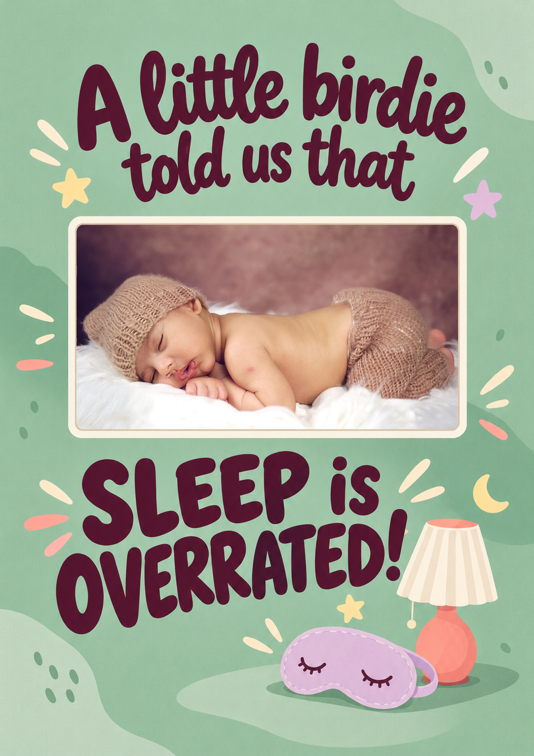 Funny Sleep Is Overrated Photo Upload New Baby Card for Brother