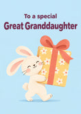 Load image into Gallery viewer, Cute Bunny with Gift Great Granddaughter Birthday Card for Her
