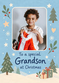 Load image into Gallery viewer, Festive Winter Scene From the Heart Photo Upload Christmas Card for Grandson
