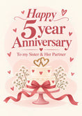 Load image into Gallery viewer, Interlinked Hearts Cake 5th Anniversary Card for Her
