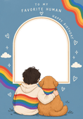 Load image into Gallery viewer, Rainbow Pride Boy and Dog Photo Upload Birthday Card
