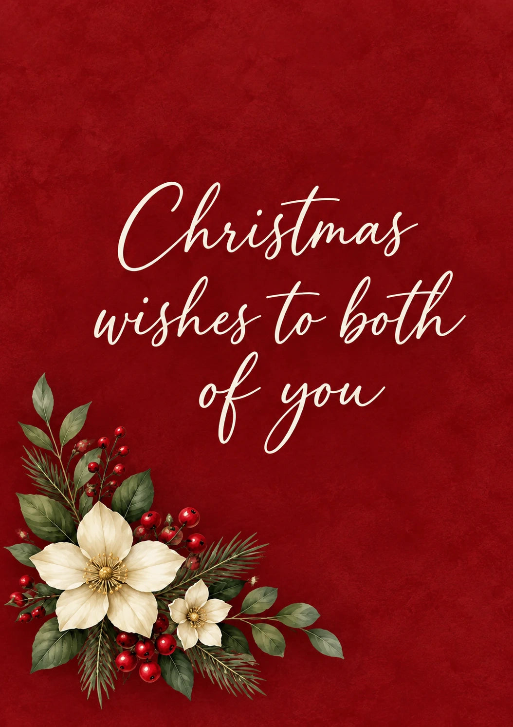 Red Floral Wishes to Both of You Christmas Card for Parents