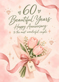 Load image into Gallery viewer, Pink Tulip Bouquet 60th Wedding Anniversary Card for Her
