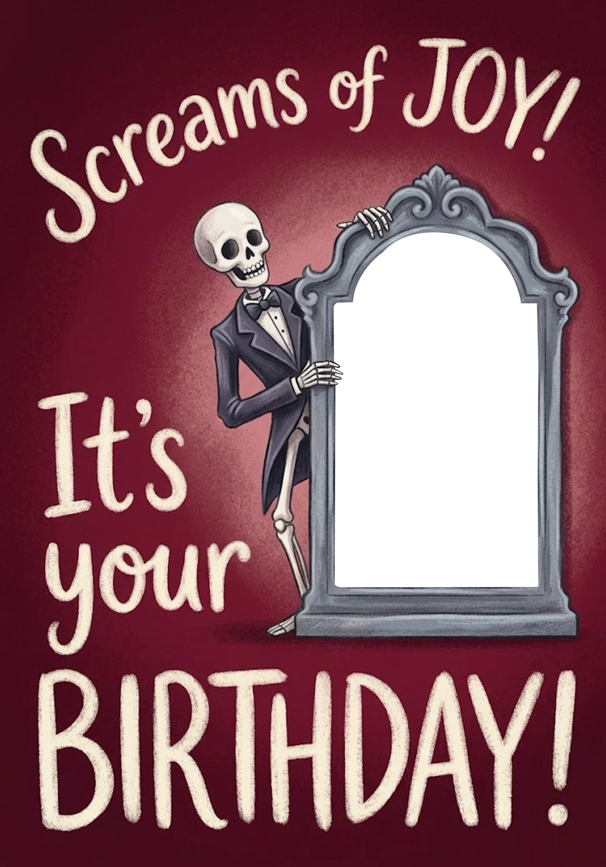 Funny Skeleton Tuxedo Photo Upload Halloween Card