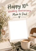 Load image into Gallery viewer, Cosy Floral Frame Mum & Dad Photo Upload 10th Anniversary Card
