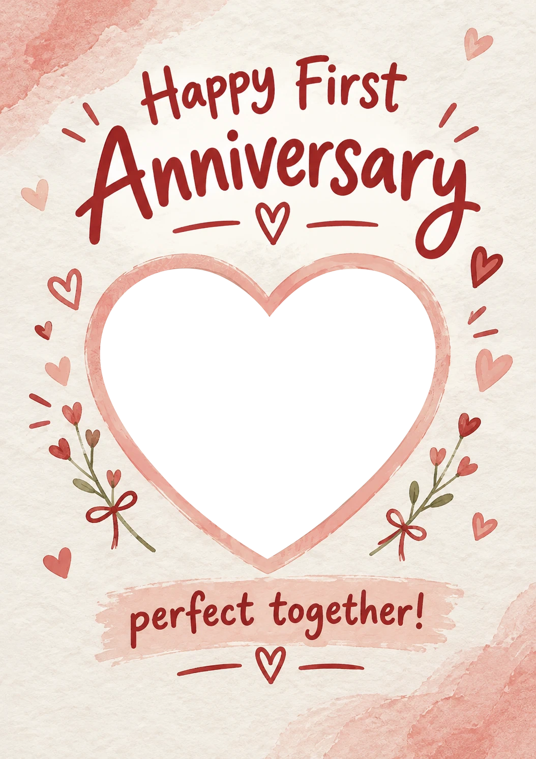 Sweet Heart Floral Photo Upload First Anniversary Card