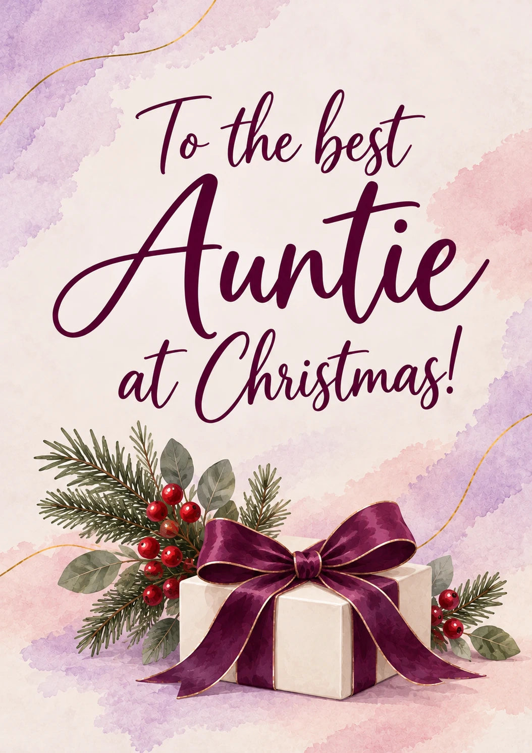 From the Heart Watercolour Christmas Card for Auntie