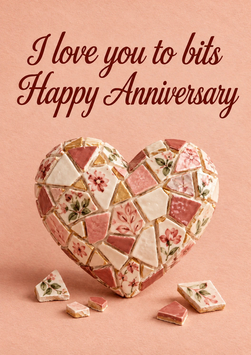 Ceramic Mosaic Heart 1st Anniversary Card for Wife