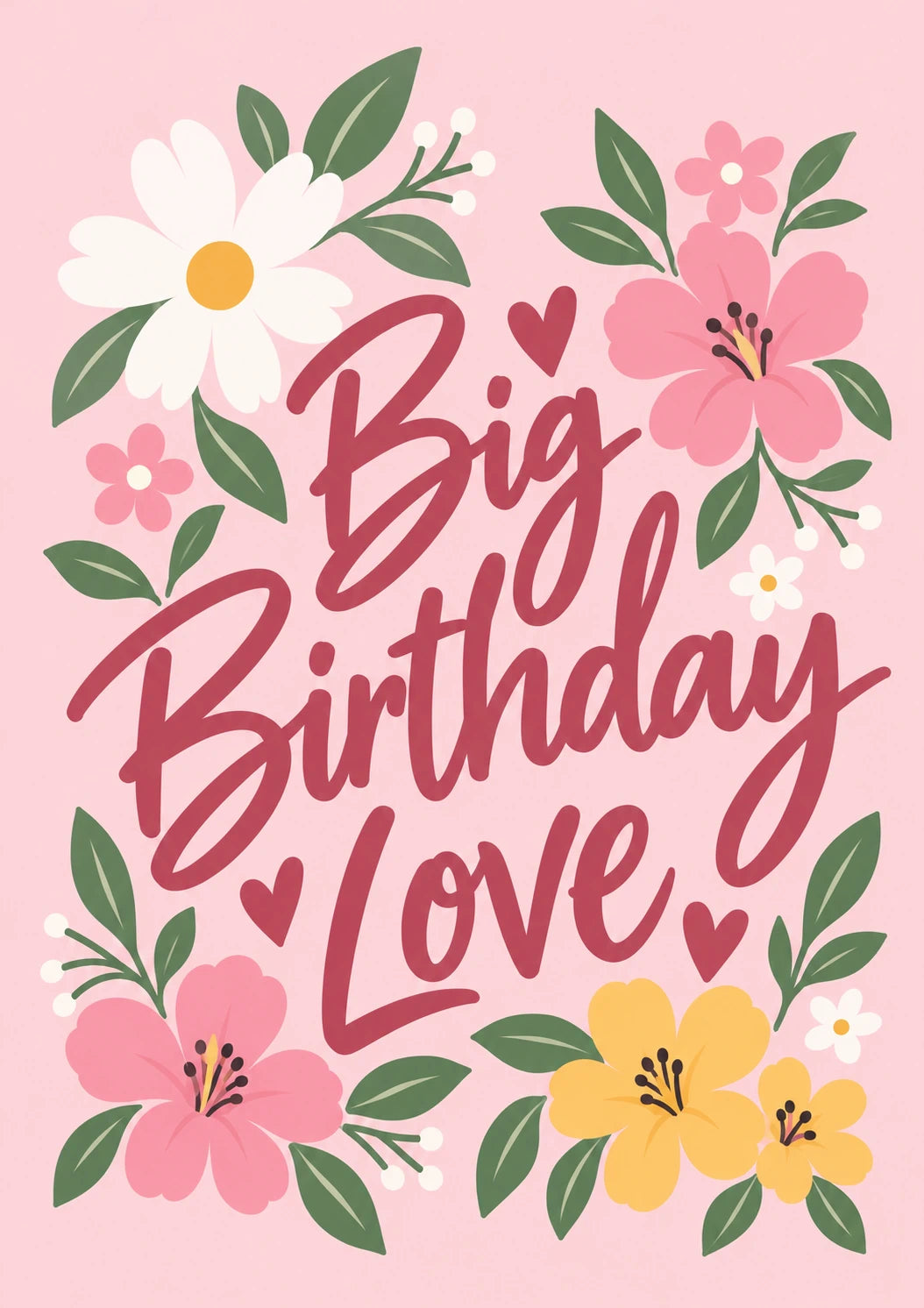 Floral Big Birthday Love 19th Birthday Card for Her