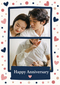Load image into Gallery viewer, Navy Hearts and Confetti Photo Upload Anniversary Card for Her
