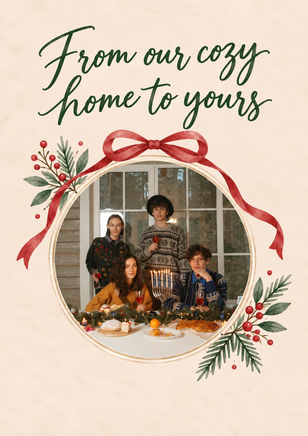 Cozy Home Photo Frame Across the Miles Christmas Card for Cousin