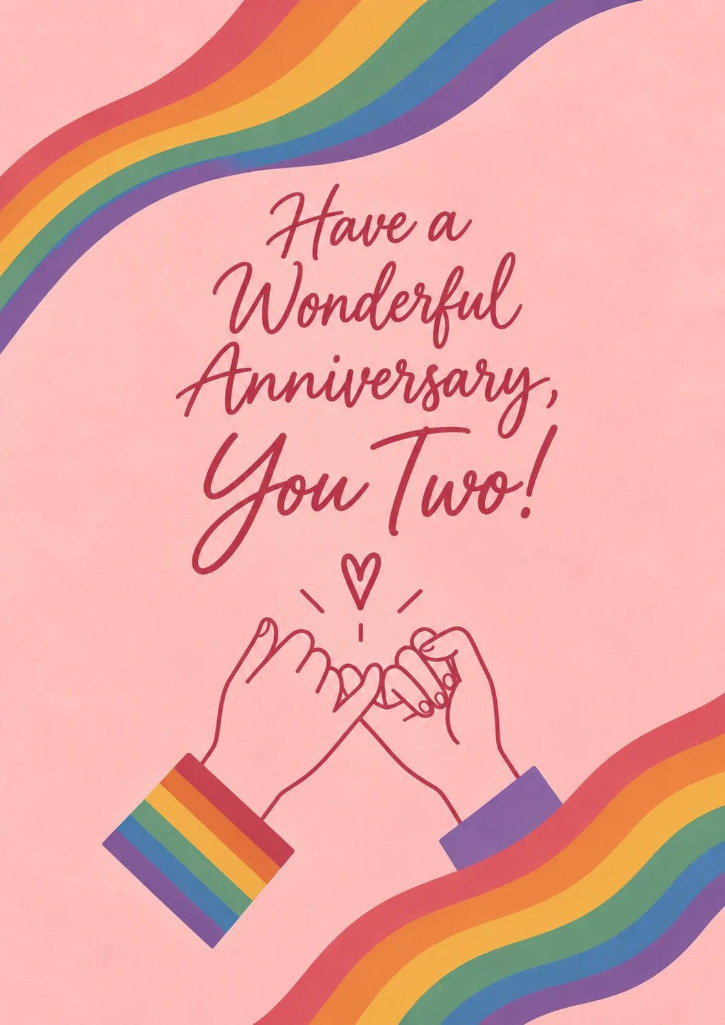 Rainbow Pride Holding Hands Anniversary Card