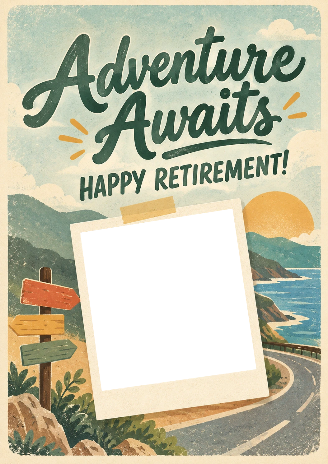 Adventure Awaits Best Friend Photo Upload Retirement Card