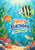 Load image into Gallery viewer, Underwater Fish Make a Splash Birthday Card
