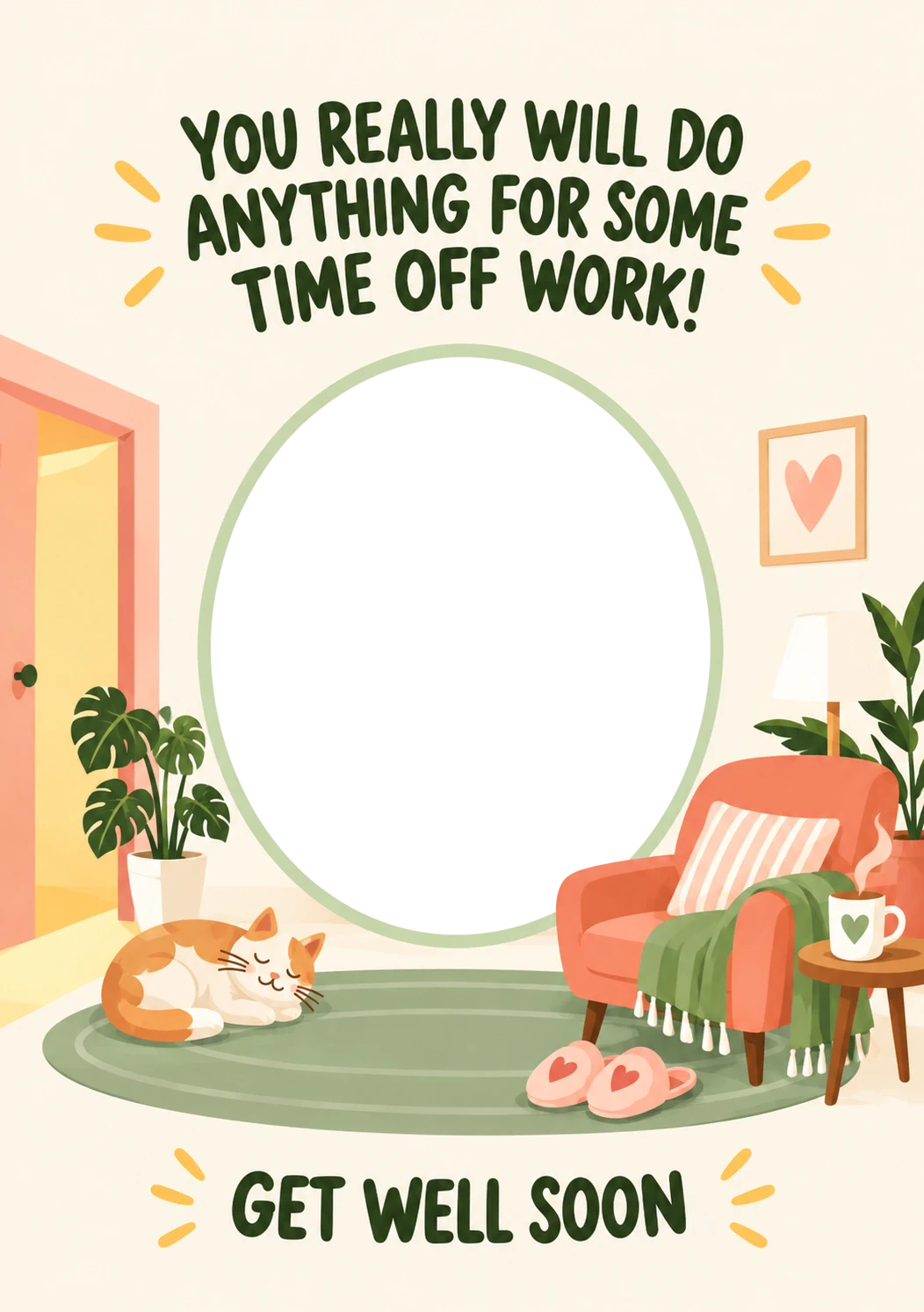 Funny You'll Do Anything for Time Off Photo Upload Get Well Soon Card for Dad