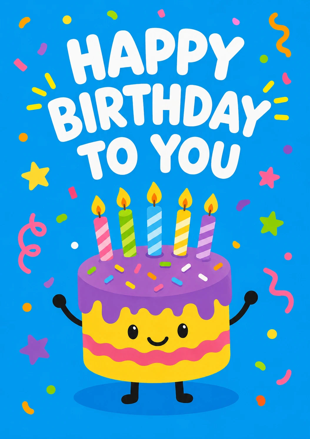 Cute Kawaii Cake with Candles 9th Birthday Card