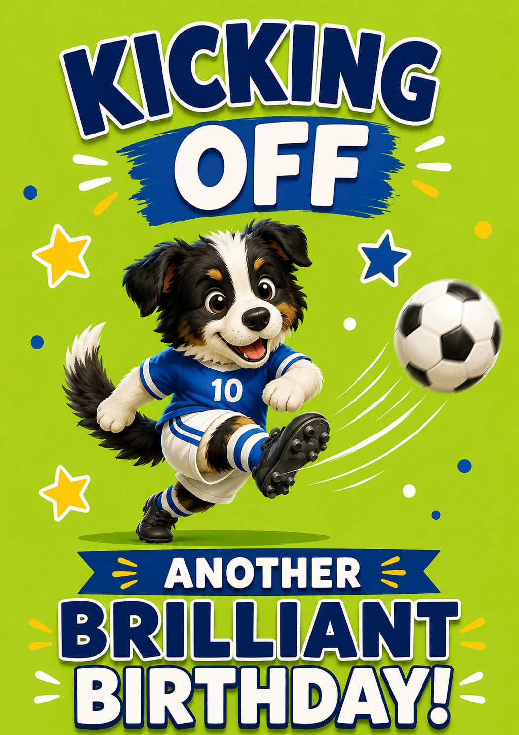 Funny Football Dog Kicking Off Birthday Card