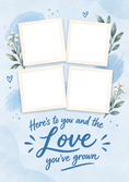 Load image into Gallery viewer, Four Photo Blue Floral Photo Upload New Baby Card for Daughter
