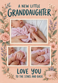 Load image into Gallery viewer, Floral From the Heart 3 Photo Upload New Baby Card for Granddaughter
