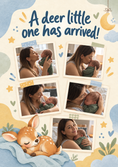 Load image into Gallery viewer, Deer Little One Has Arrived 5 Photo Upload New Baby Card for Son
